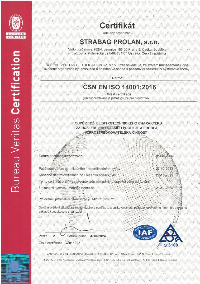 Certifikát EMS